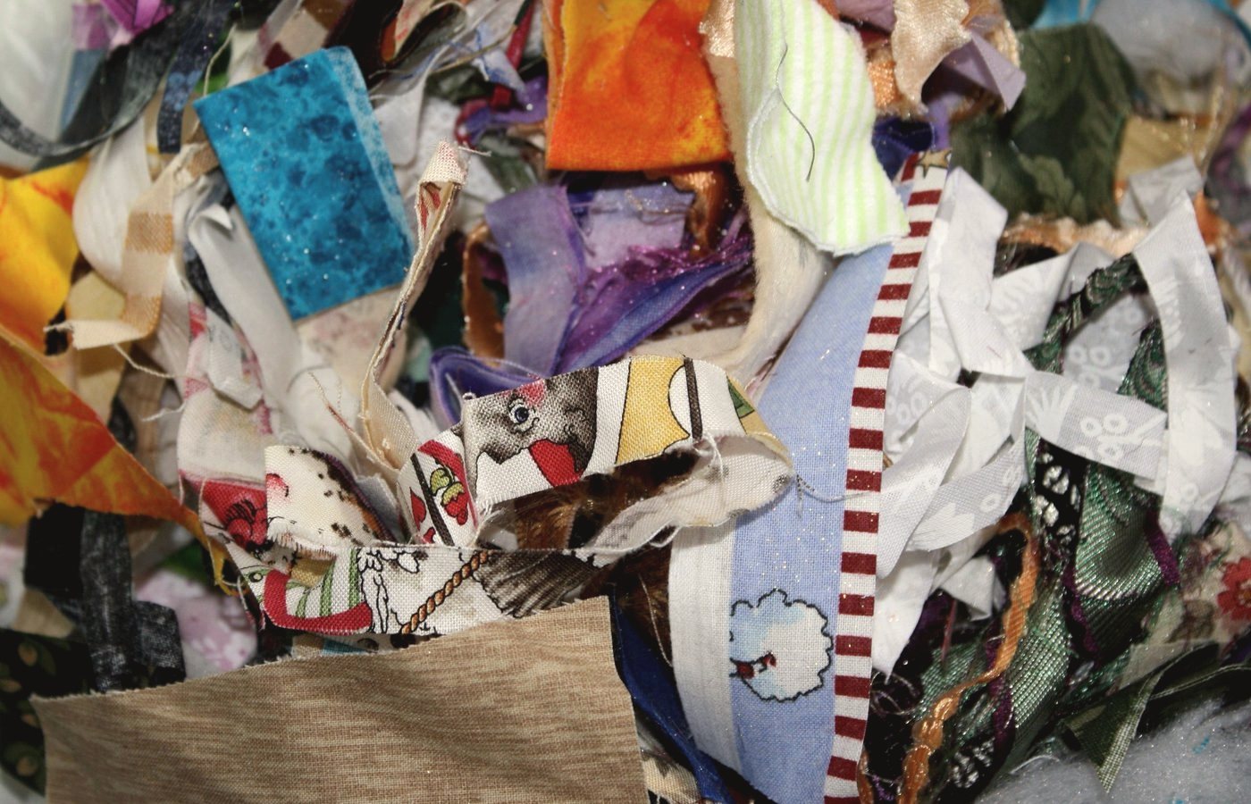 Offcuts and textile scraps kept back for other pieces